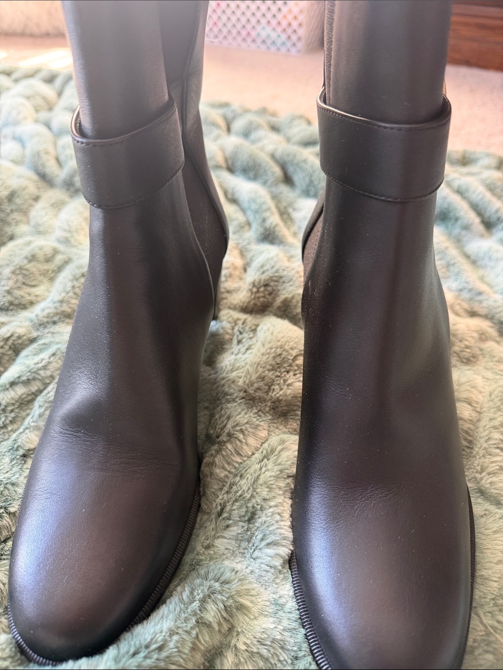 Christian Louboutin Black Mid-Calf Leather Heeled Boots - Picture 2 of 7